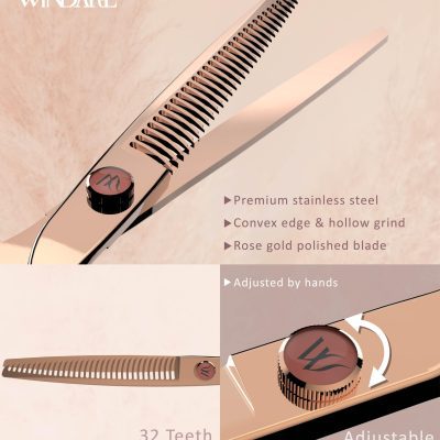 Kéo tỉa răng khít 7.25″ Rose Gold Light